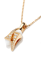 Cleo  Huggie Pendant, 18k Yellow Gold with White Agate & Diamonds