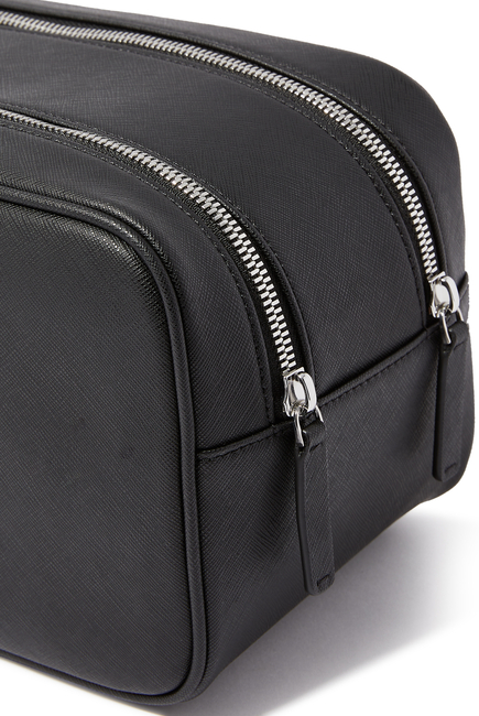 Logo Zip Toiletry Leather Bag