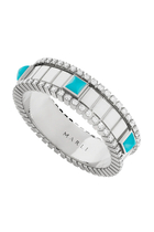 LIFE Ring, 18K White Gold, Diamonds & Turquoise