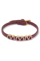  VLogo Leather Bracelet With Crystals