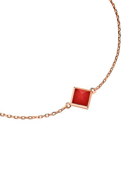 Cleo Pyramid Bracelet, 18k Pink Gold & Red Coral