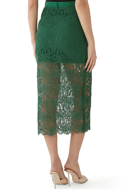 Guipure Lace Midi Skirt