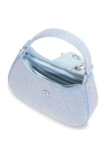 Rhinestone Denim Cresent Bag