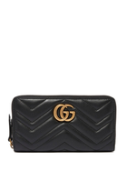 GG Marmont Chevron Leather Zip-Around Wallet