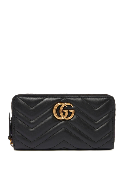 Gucci GG Marmont Chevron Leather Zip-Around Wallet