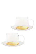 Estelle Glass Teacup & Saucer Set of 2