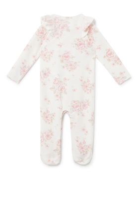 Ruffle Floral Overall Footie