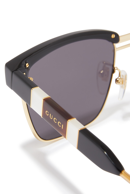 Square Acetate And Metal Sunglasses