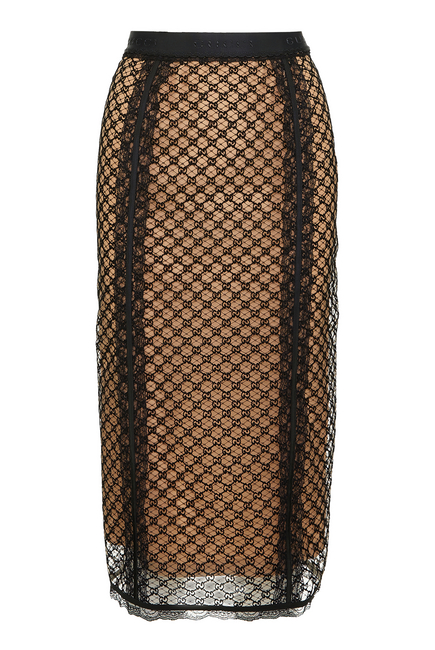 GG Net Skirt with Lace Trims