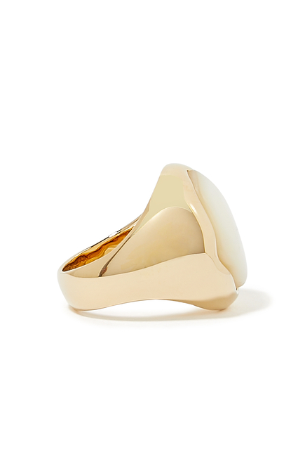 Sybil Ring, 18k Gold-Plated Brass & Mother of Pearl