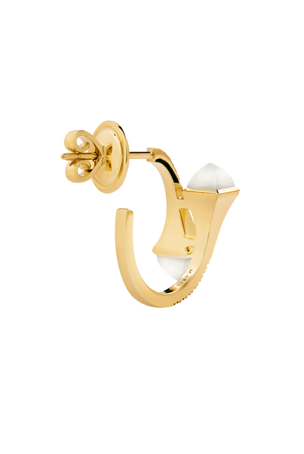 Cleo 18k Yellow Gold Moonstone & Diamond Open Hoop Earringss