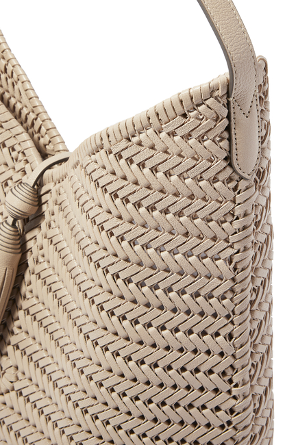 Beige Neeson tassel braided-leather hobo bag