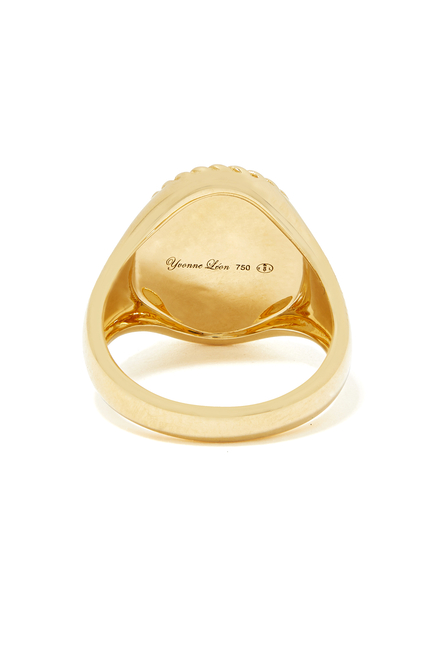 Oval Signet Ring, 18k Yellow Gold & Diamond