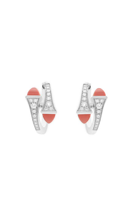 Cleo Pink Coral & White Gold Huggie Earrings