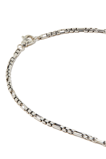 Open Station 24in Box Chain Necklace, Sterling Silver