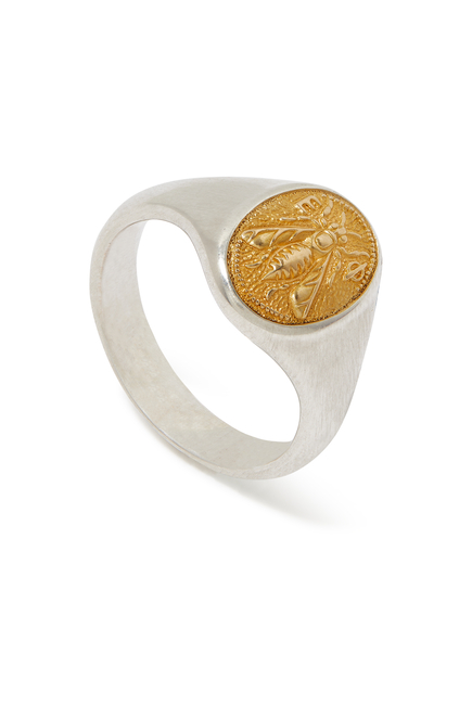 Petrvs® Bee Pinky Ring, 18k Yellow Gold & Sterling Silver