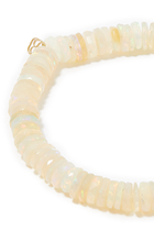 Small Starburst Charm on Ethiopian Opal Beaded Bracelet, 14K Yellow Gold and Diamonds