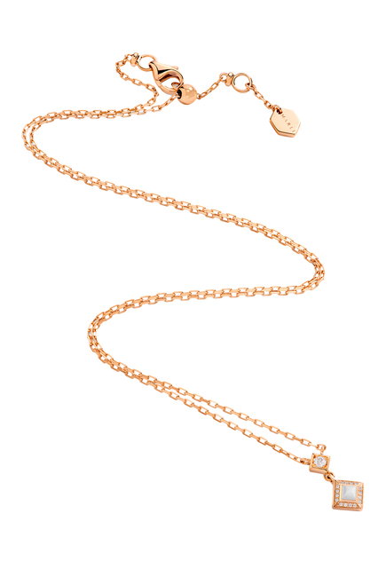 Cleo Pendant Necklace, 18k Rose Gold with Lotus Pave White Agate & Diamonds