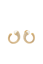 Cleo Venus Stud Earrings, 18k Yellow Gold with White Agate & Diamonds