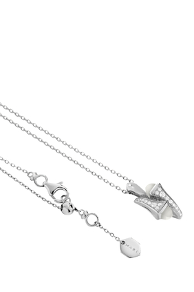Cleo Diamond Huggie Pendant Necklace, 18k White Gold with Diamonds & Moonstone