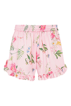 Kids Floral Ruffled Shorts