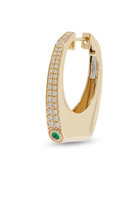 Grace Single Earring, 14K Yellow Gold with Diamonds & Emerald