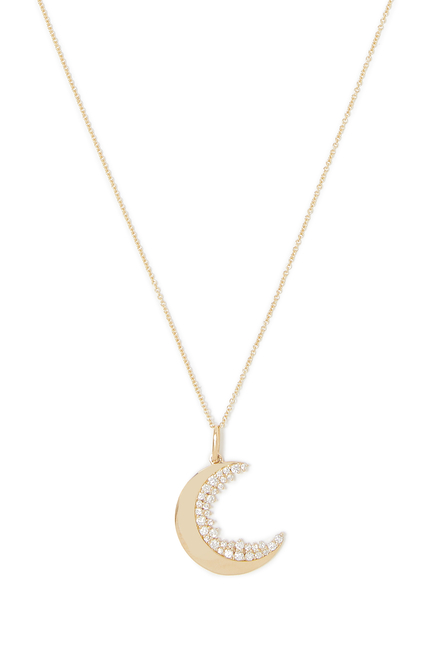  Cocktail Crescent Moon Charm, 14K Yellow Gold & Diamonds