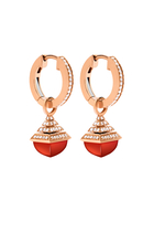 Cleo Rev Mini Diamond Drop Earrings, 18k Pink Gold, Diamonds & Red Agate