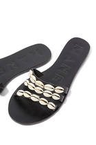 Strappy Shell Sandals:BLK:36