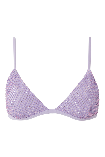 Joelle Crystal Mesh Triangle Bikini Top