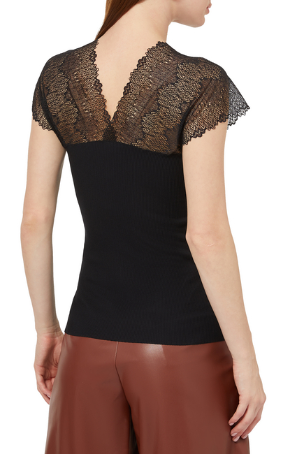 Jersey Top with Lace Trim