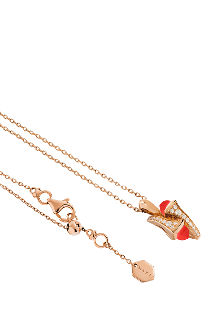 Cleo Huggie Pendant, 18K Rose Gold with Red Agate & Diamonds