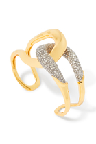 Solanales Gold Crystal Interlocked Cuff Bracelet