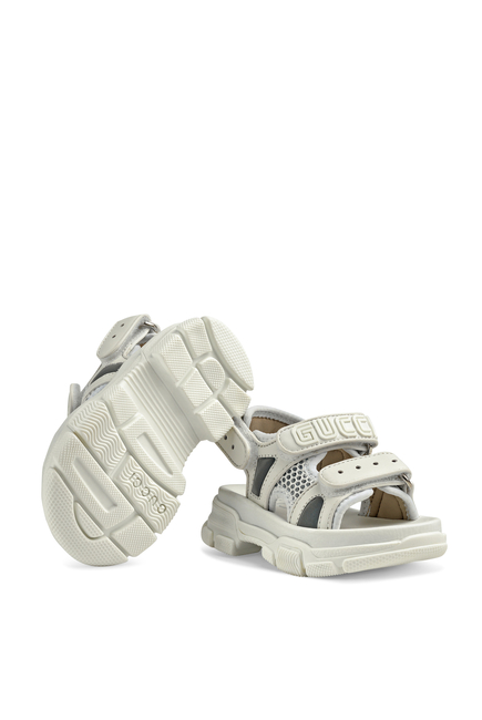 Kids Leather And Mesh Sandals