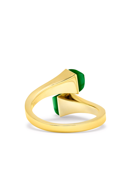 Cleo Midi Ring, 18k Yellow Gold with Green Agate & Diamonds