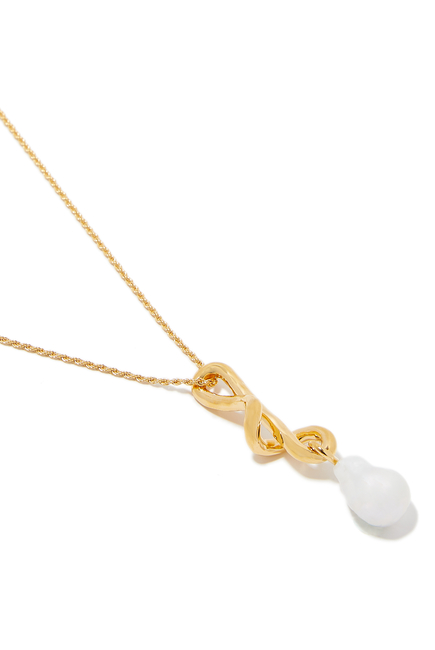 Knot Pearl Drop Necklace, Freshwater Pearls 