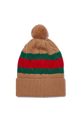 Web Stripe Wool Knit Hat