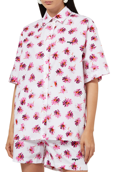 Floral-print Short-sleeved Shirt