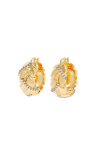 Lucy Williams Pave Waffle Hoop Earrings, 18k Recycled Gold Plated on Brass