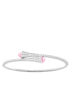 Cleo Slim Bracelet, 18k White Gold with Diamond & Pink Quartzite