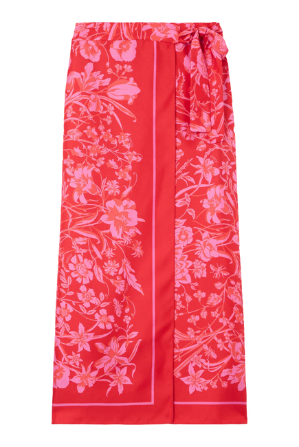 Floral-Print Midi Wrap Skirt