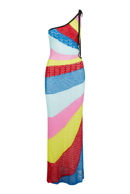 Alpes One-Shoulder Cutout Crochet Maxi Dress