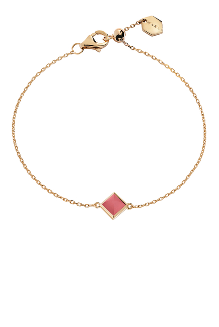 Cleo Pyramid Bracelet, 18K Rose Gold & Coral Stone