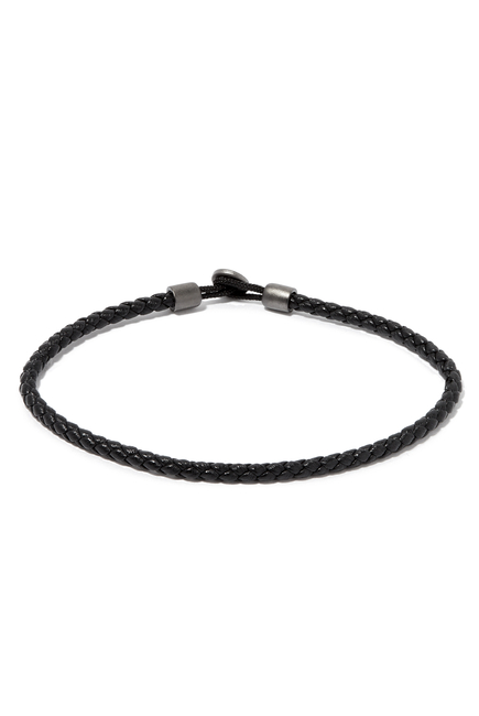 Nexus Leather Bracelet in Sterling Silver