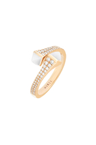 Cleo Slim Ring, 18k Rose Gold with  White Agate & Diamonds