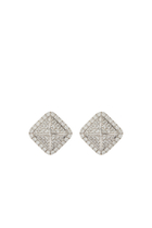 Cleo Pyramid Stud Earrings, 18k White Gold with Full Diamonds