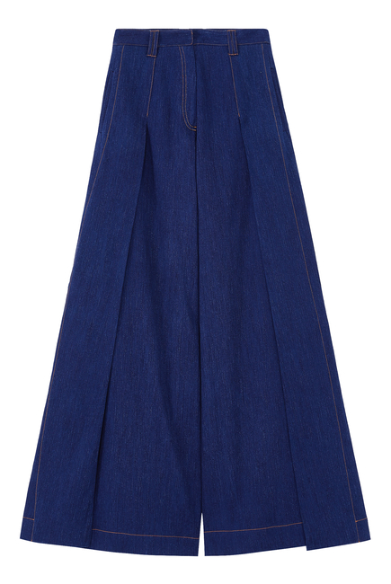 Spliced Wide-Leg Denim Pants