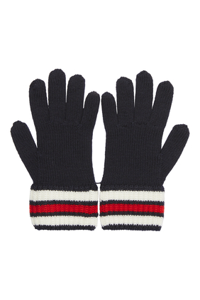 Kids Stripe Cuff Knit Gloves