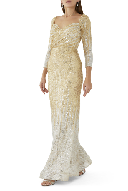 Long Sleeve Embellished Maxi Gown