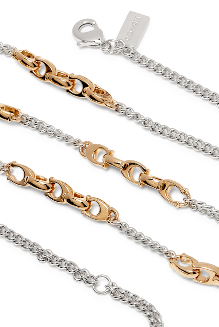 Signature C Mixed Chain Necklace, Plated Metal